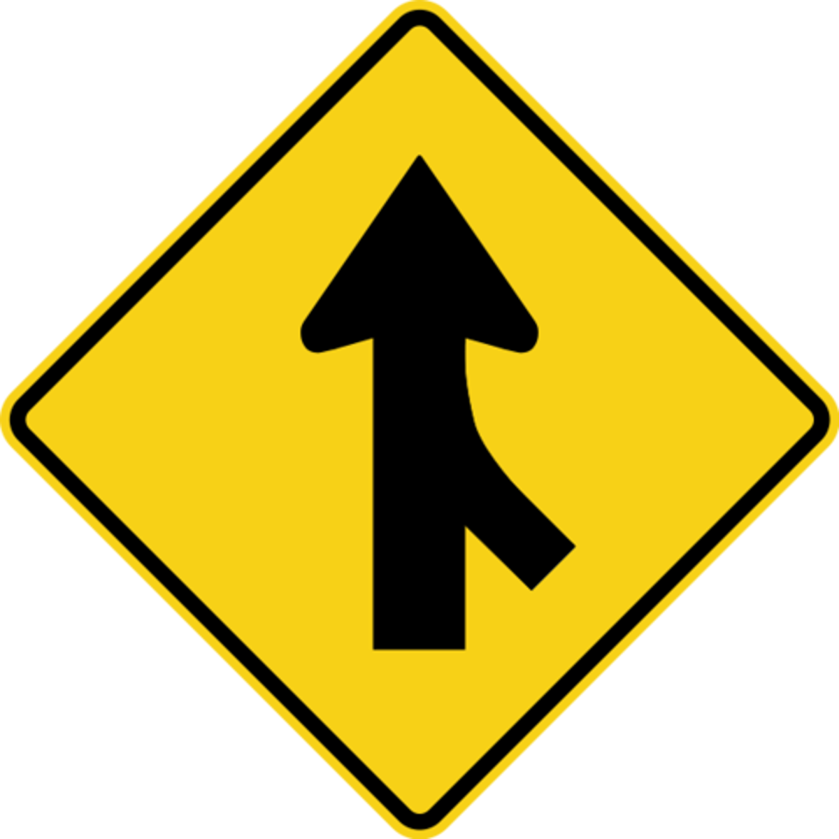 <p>Indicates that vehicles will merge onto the road ahead.</p>