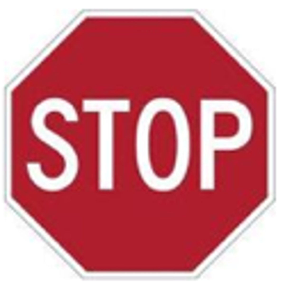 <p>Red with white letters. Regulatory sign. Ocatagon</p>