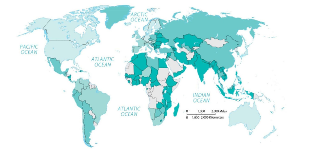 <p><span>If darker shades represent higher values, this is most likely a map of:</span></p><p><span>a. percent of income spent on food.</span><br><span>b. dietary energy consumption.</span></p><p><span>c. per capita fish consumption.</span></p><p><span>d. percent undernourished.</span></p><p><span>e. change in number undernourished.</span></p>