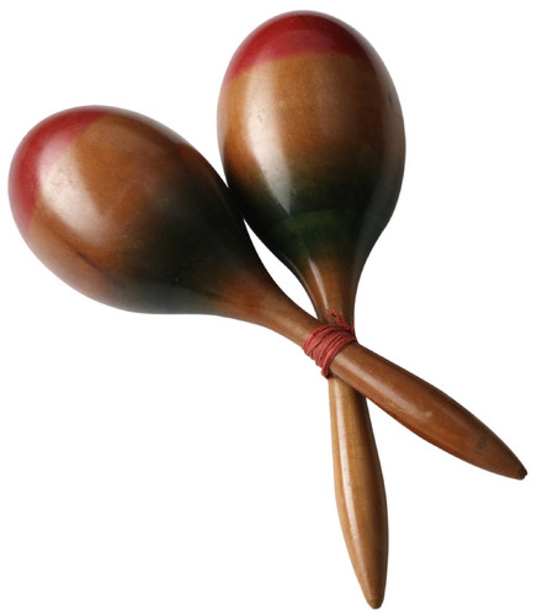 <p>Rattle instruments, often made of gourds filled with beans or beads.</p>