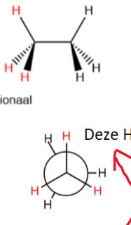 <p>De waterstoffen zijn parallel. </p>