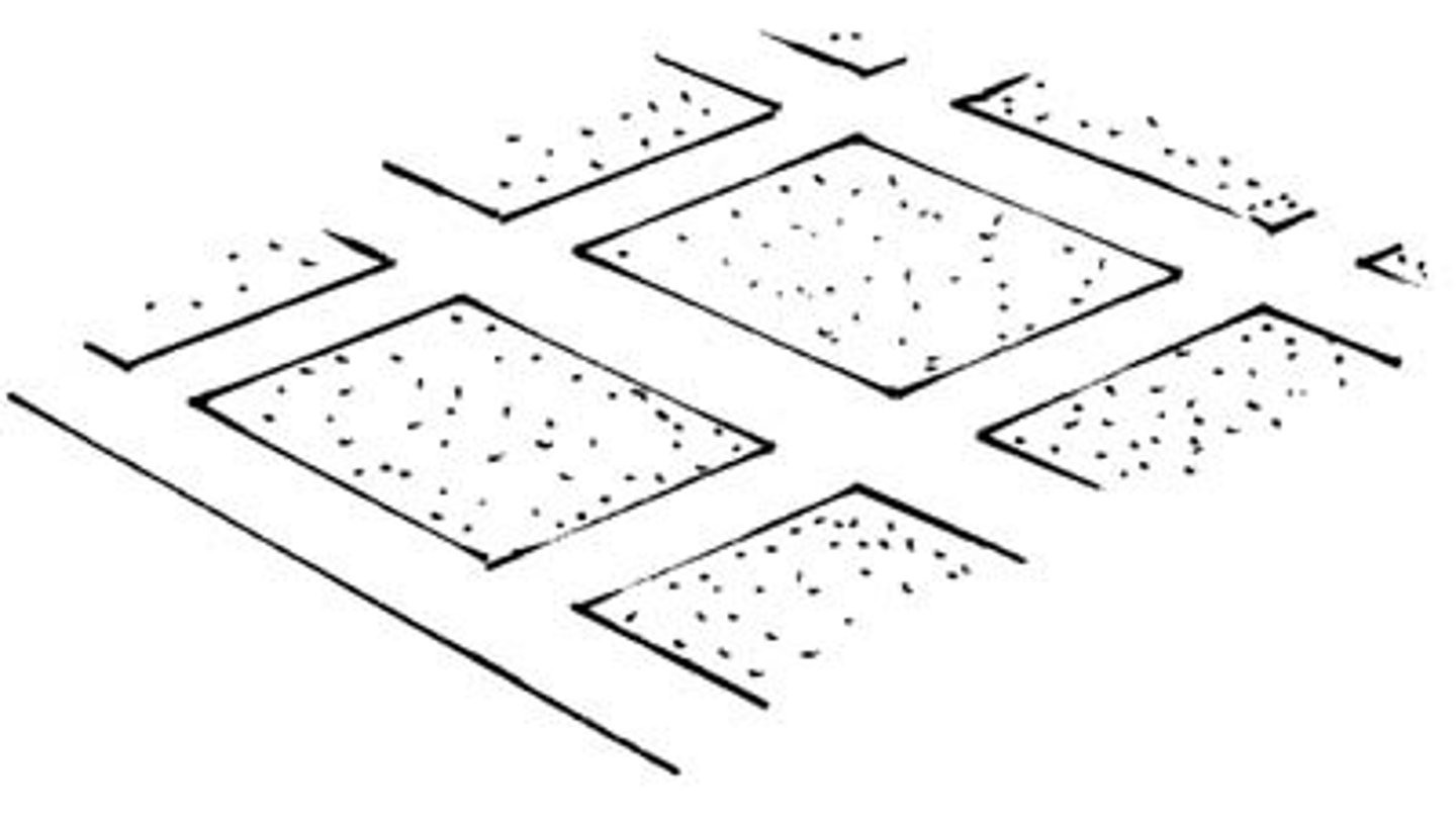 <p>two blocks from</p>