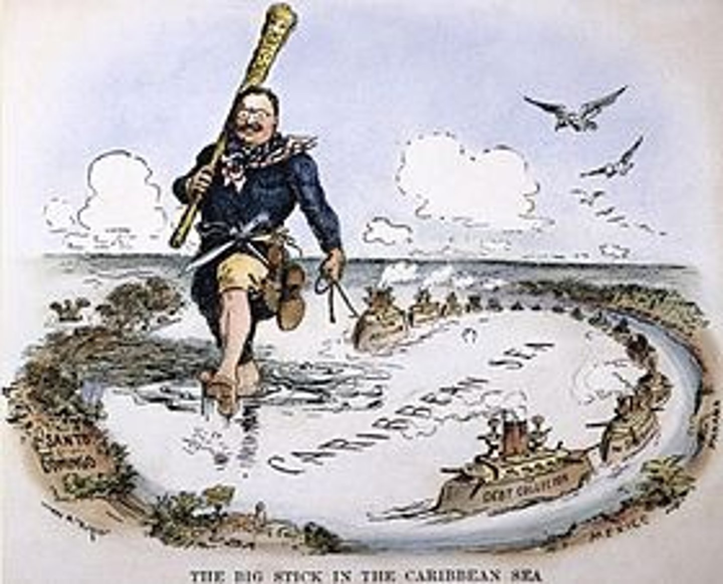 <p>Roosevelt's 1904 extension of the Monroe Doctrine, stating that the United States has the right to protect its economic interests in South And Central America by using military force</p>