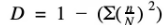 <p><span style="font-family: Wingdings">à</span><span style="font-family: Calibri">Used to quantify the biodiversity of an area.</span></p><p>n = number of individuals of a particular species (or % cover)</p><p>N = the total number of all individuals of all species</p><p>Σ means ‘sum of’</p><p>A value between 0 and 1 is calculated</p><p>– a value nearer 1 demonstrates greatest diversity.</p><p></p>