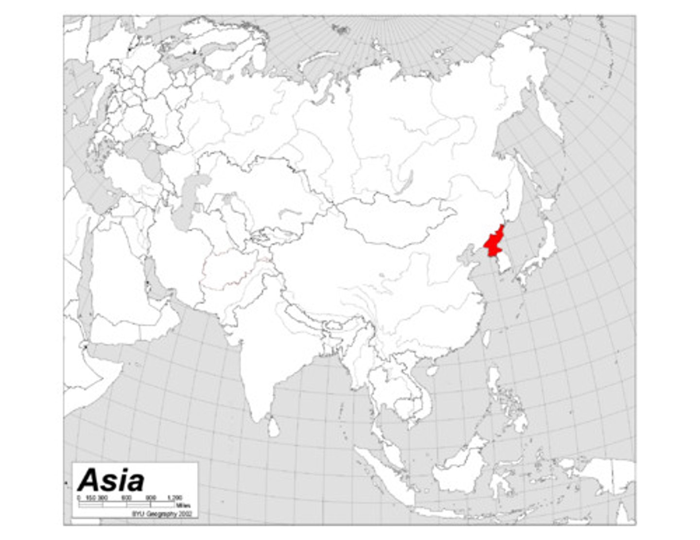 <p>Located on the northern half of the Korean Peninsula in between the Yellow Sea and the Sea of Japan</p>