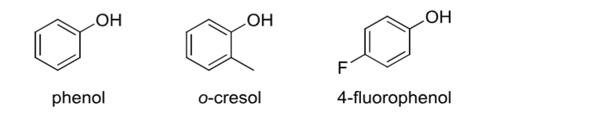<p>Contains an <strong>-OH group</strong> attached to an <strong>aromatic ring</strong>.</p>
