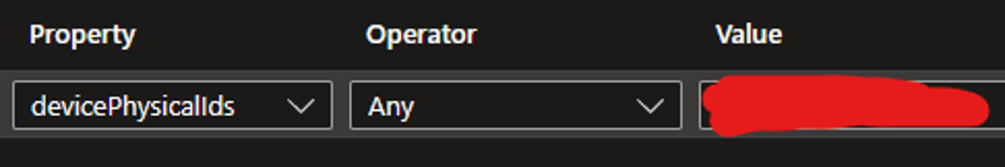 <p>To add a newly Autopilot registered device to a dynamic device group you have to set the dynamic membership rule.</p><p>What needs to be set as the value in the picture?</p>