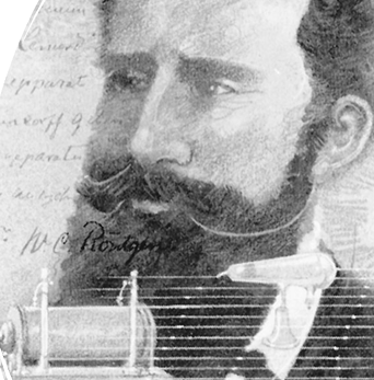 <ul><li><p>roentgen was experimenting with vacuum tubes and fluorescent screen when he discovered an unknown glow</p></li><li><p>print of his wife’s hand was the first known image taken with x-ray technology </p></li></ul><p></p>