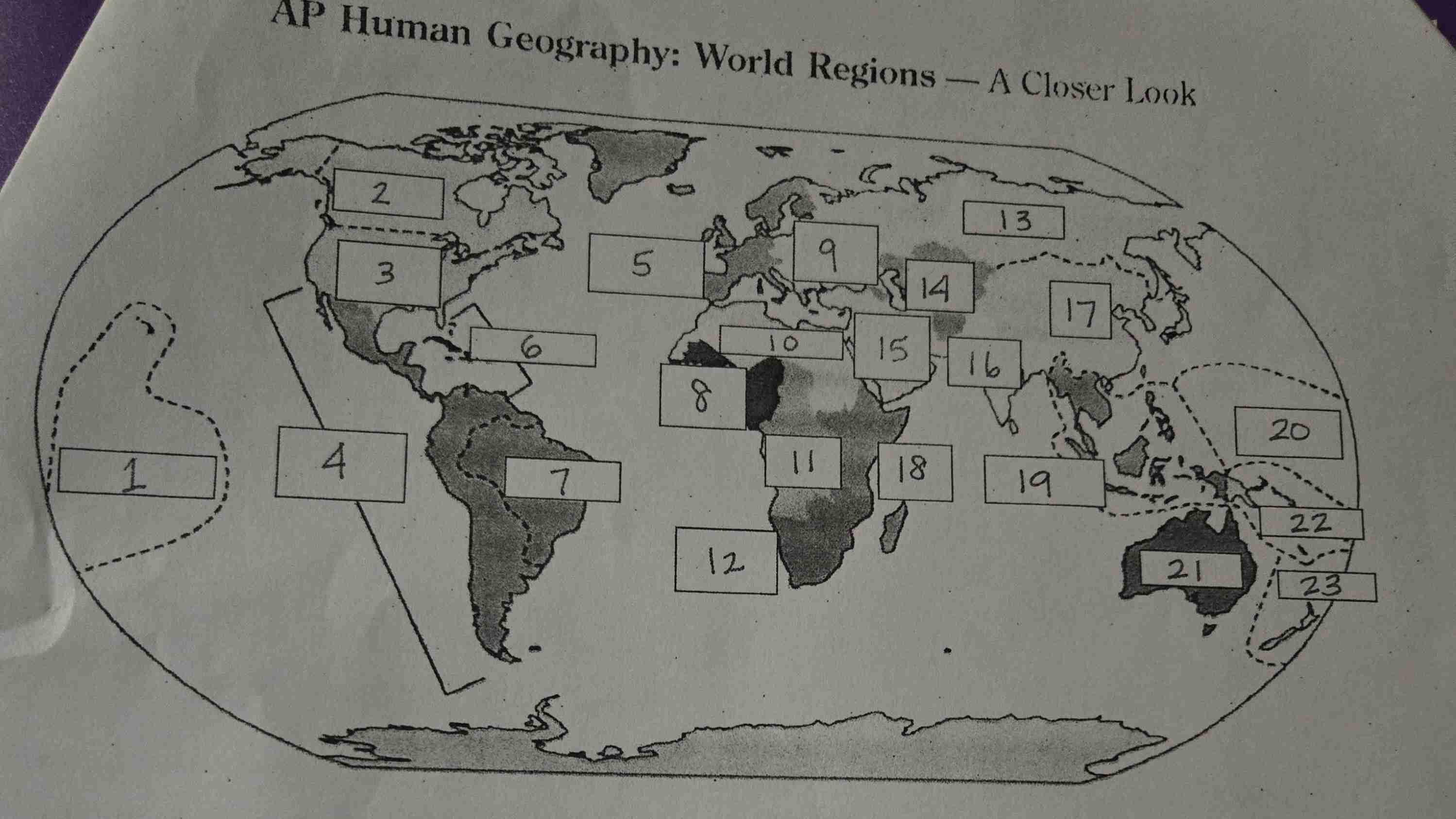 <p>What world region is number 19?</p>