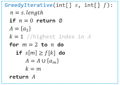 <p>General Greedy Strategy</p><ol><li><p>Check if problem exhibits the optimal substructure property</p></li><li><p>Develop a recursive solution</p></li><li><p>Show that with a greedy choice, only one sub-instance remains</p></li><li><p>Show that the greedy choice is ‘safe’ (exchange argument)</p></li><li><p>Design a recursive greedy algorithm</p></li><li><p>Convert to an iterative algorithm</p></li></ol><p></p>