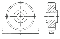 <p>Teeth are not shown in sections of wheels and racks</p>