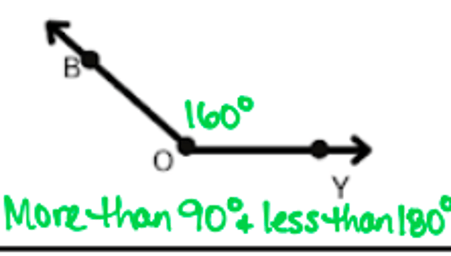 <p>An angle that measures more than 90 degrees but less than 180 degrees</p>
