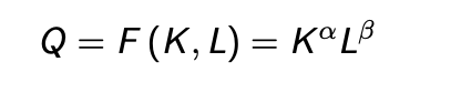 <ul><li><p>how inputs ( capital and labour) are transformed into output (delivers utility) </p></li></ul><p></p>