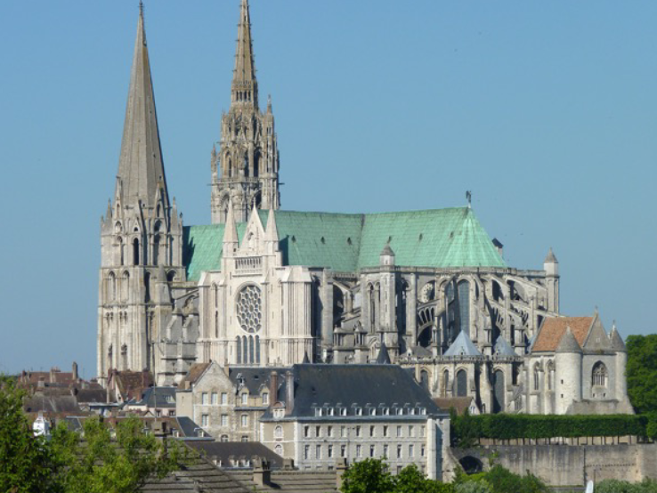 <p><span>&nbsp;with Virgin and Child stained glass window. Limestone, marble, and stained glass, 430’ length, width 105’, height 344’. Chartres, France, building c. 1145-1155, windows c 1220-1230</span></p><p><br></p>