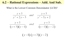 <ul><li><p>Only use each factor once</p></li><li><p>factor each denominator individually &amp; find the <strong>LCD</strong></p></li><li><p>multiply them together to get  a combined denominator </p></li><li><p>multiply the numerator by the respective denominator (see example)</p></li></ul>