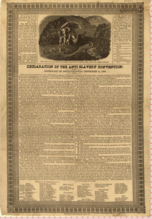 <p><span style="background-color: transparent; font-family: "Times New Roman", serif;"><strong><span>Photo of Declaration of the American Anti-Slavery Convention</span></strong></span></p>