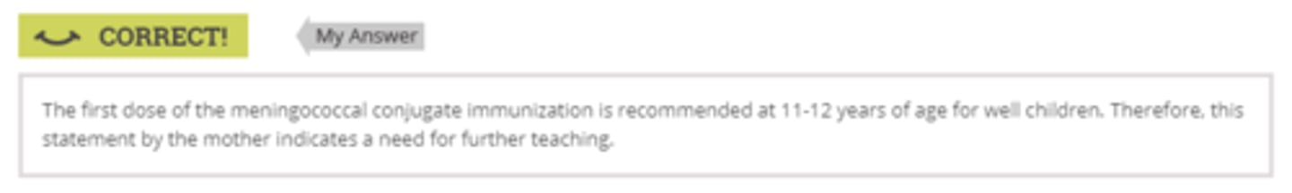 <p>The meningococcal conugate immunization is now recommended prior to starting kindergarten.</p>