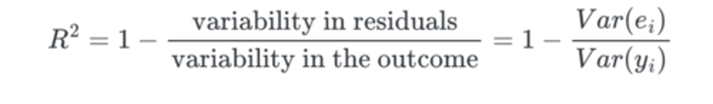 <p>tells you the % of variance that is accounted for by the linear model</p>