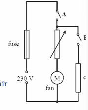 <p>describe what happens (i)when switch A is closed and the rheostat is adjusted (ii) when switch A and B are closed</p>