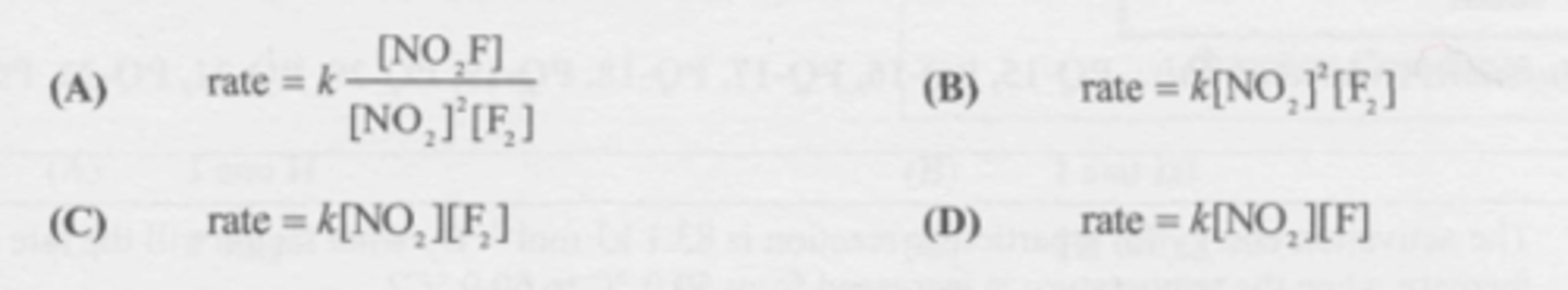 <p>Consider the reaction.</p><p>2NO2 (g) + F2 (g) <--> 2 NO2F (g)</p><p>A proposed mechanism for the reaction is</p><p>NO2 + F2 <--> NO2F + F (slow)</p><p>NO2 + F <--> NO2F (fast)</p><p>What is the rate law for this mechanism?</p>
