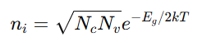 <p>where:</p><ul><li><p>N_i = Intrinsic carrier concentration</p></li><li><p>E_g<span style="font-family: Arial, sans-serif">​</span> = Band gap energy</p></li><li><p>N_c, N_v<span style="font-family: Arial, sans-serif">​</span> = Effective density of states in conduction/valence bands</p></li><li><p><strong>As T increases, n_i</strong><span style="font-family: Arial, sans-serif"><strong>​</strong></span><strong> increases exponentially.</strong></p></li></ul><p></p>