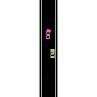 24\. The pink car in this picture just passed and did a lane change passing the yellow car. Is it legal and was it Ok to do so?

\
Yes or No?