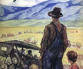 John Steinbeck's book about a bust bowl family trying to survive. They leave Oklahoma for better opportunities in California.