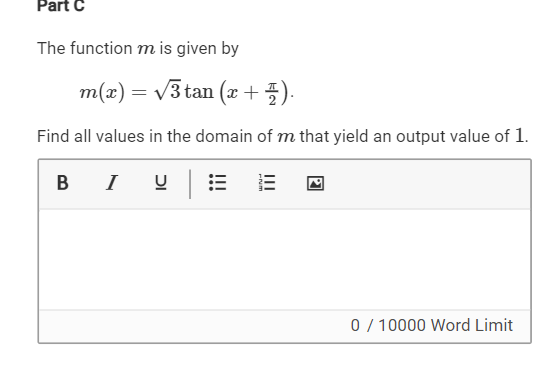 <p>C(i) Find all values in the domain of m that yield an output value of 1.</p>