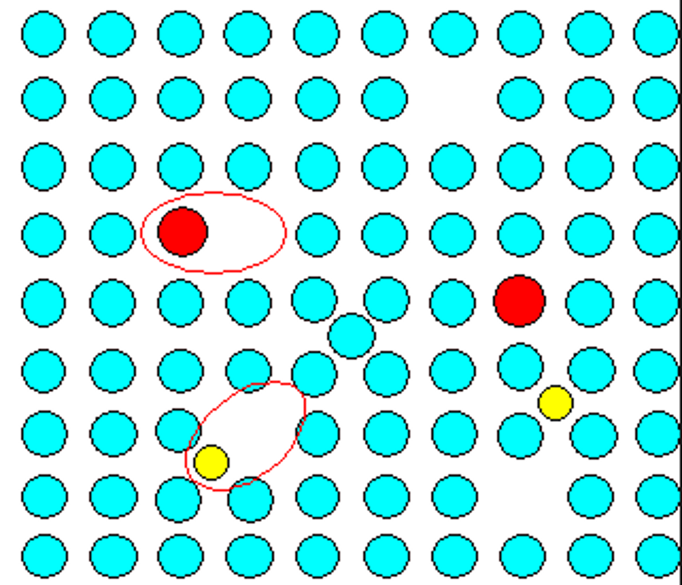 <p>a flaw in the structure of a material that occurs at a single site in the lattice, such as vacancies, substitutions, and interstitial defects</p>