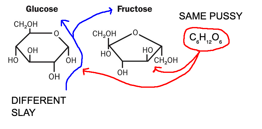 molecules with the same components but different structures (same cunt different slay)