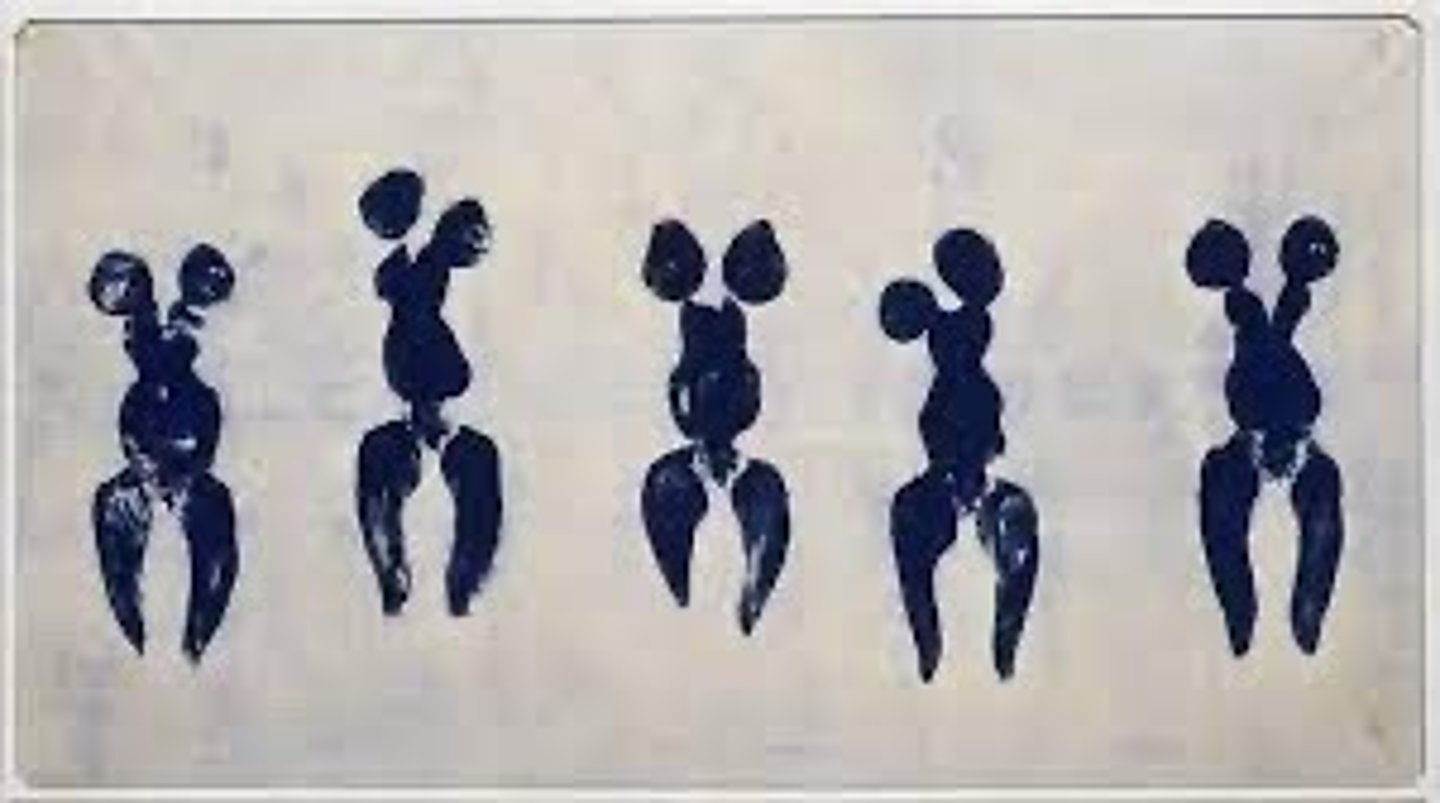 <p>yves klein, nude women as "living paintbrushes"</p>