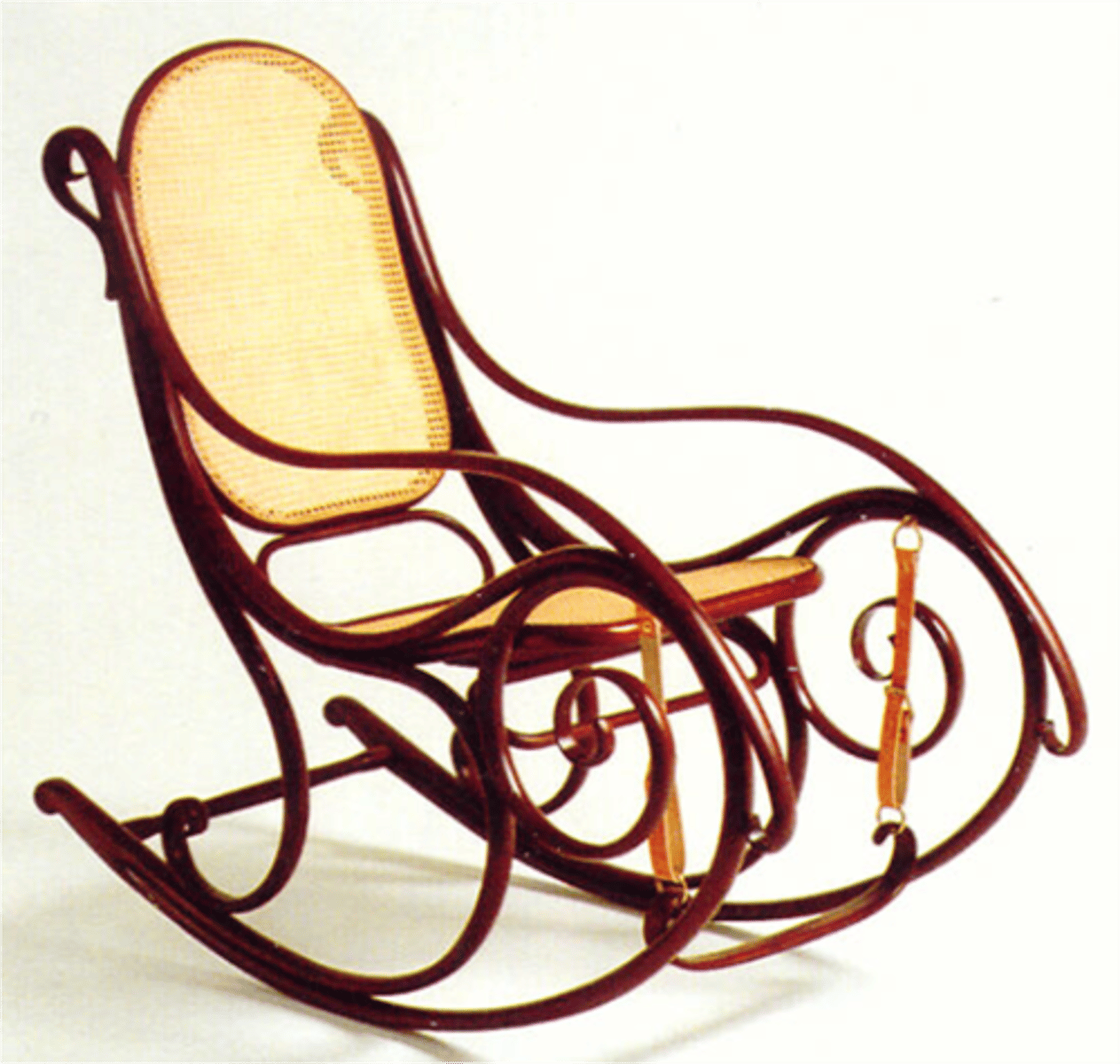 <ul><li><p>1850s; a minimalist masterpiece made with six pieces of steam-bent wood, ten screws, and two nut</p></li><li><p>pretzel-shaped back on chairs with a cane sea</p></li><li><p><span>one of the first designer-style examples of mass-produced furniture.</span></p></li></ul><p></p>