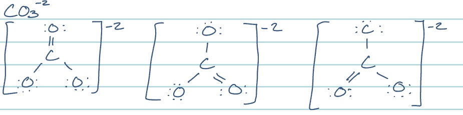 <p>a lewis structure that involves multiple bonds and therefore can be drawn in different ways; shows differing arrangements of electrons</p>