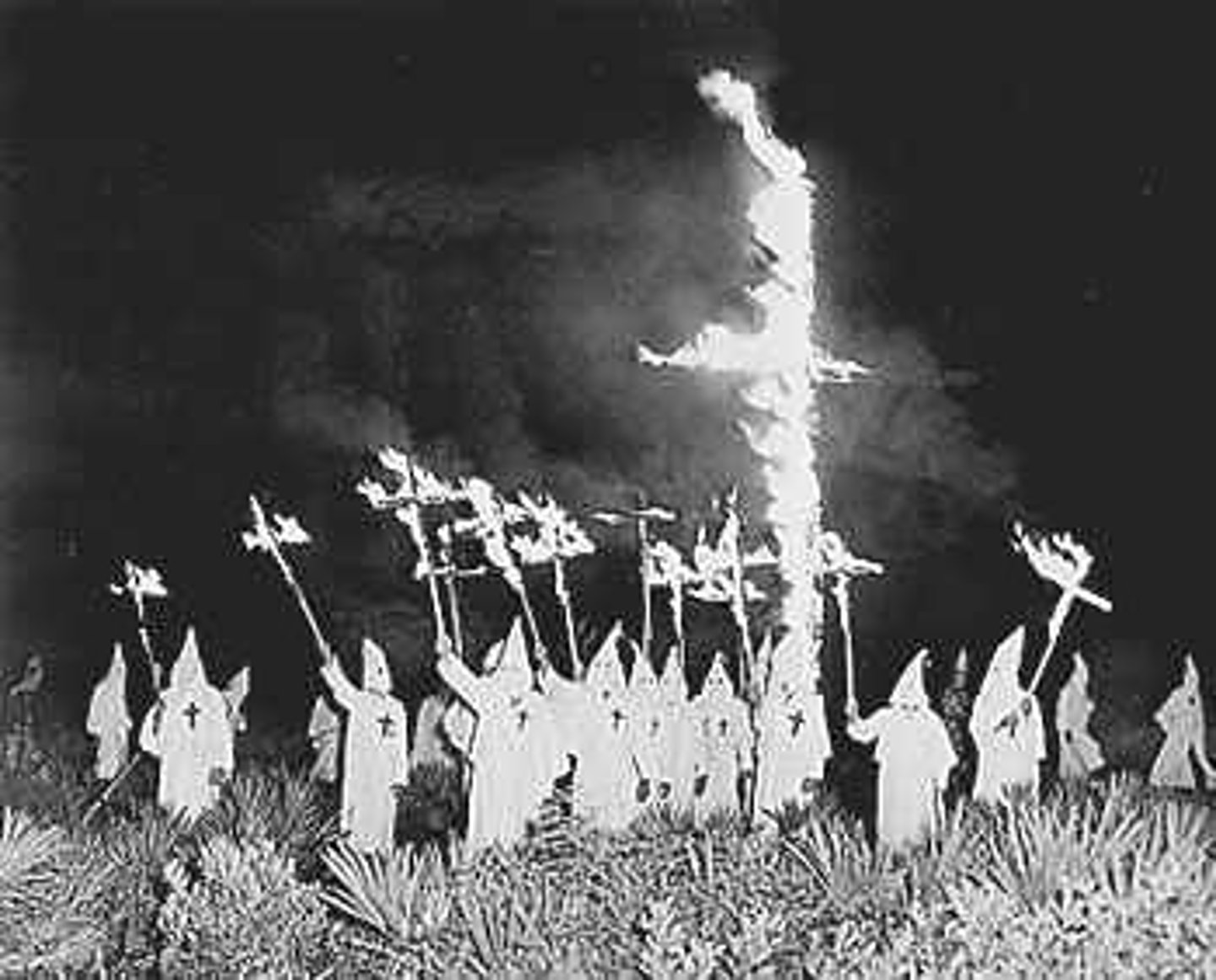 <p>Stands for Ku Klux Klan and started right after the Civil War in 1866. They masked themselves and burned black churches, schools, and terrorized black people. They are anti-black and anti-Semitic.</p>