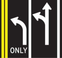 <p>Lane is marked with both a curved and straight arrow</p>