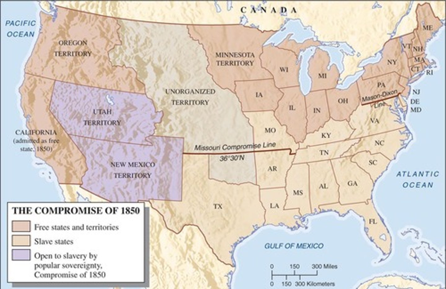 <p>1) California admitted as a free state, 2) Texas-New Mexico Act, 3) Utah Act, 4) Fugitive Slave Act, 5) Abolishment of public sale of slaves in D.C.</p>