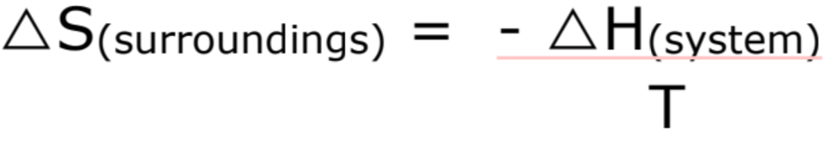 <ul><li><p>you need to still consider the entropy of surroundings</p></li><li><p>J K⁻¹ mol⁻¹</p></li></ul><p></p>