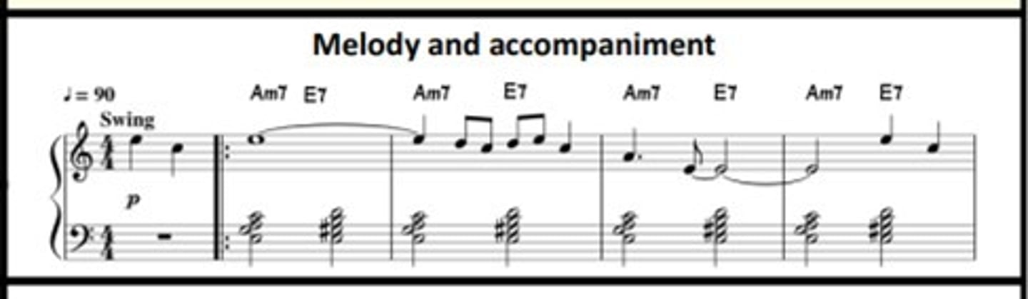<p>a form on homophony - when the main tune is supported by accompaniment</p>