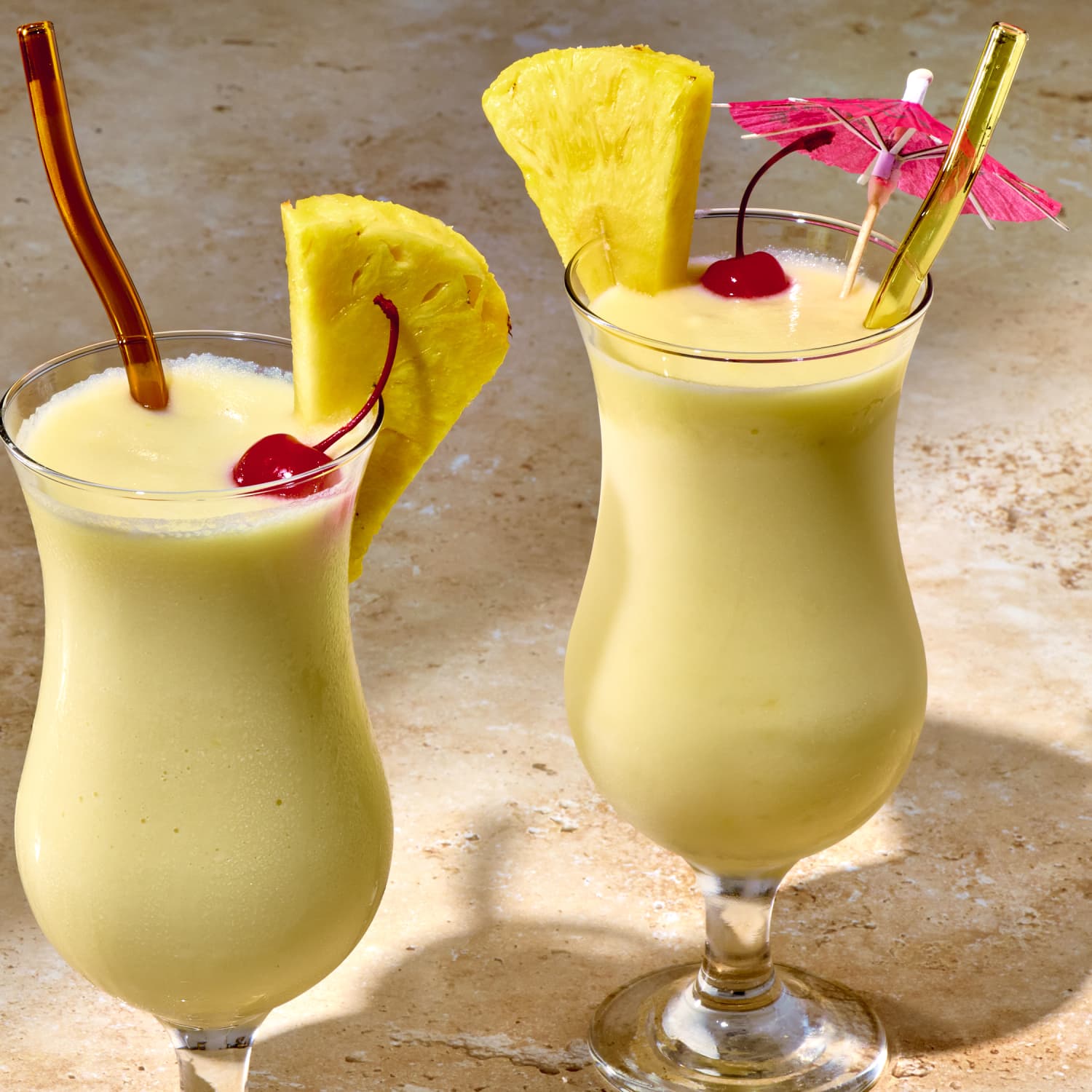 <p>sour, 2 oz white rum, 1.5 oz coconut cream, 1.5 oz pineapple juice, 0.5 oz lime juice, served on the rocks, garnished with cherry</p>