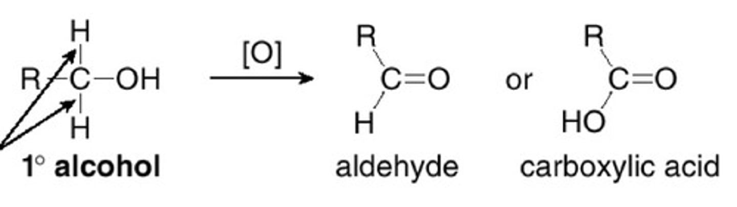<p>Strong, fully oxidized</p><p>Na2CrO4+H2SO4+H2O, KMnO4+HO-+H2O</p>