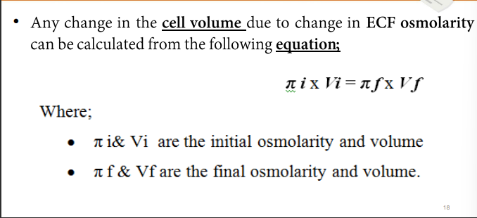 <p>initial volume and osmolarity will equal the final volume andthe final osmolarity </p>