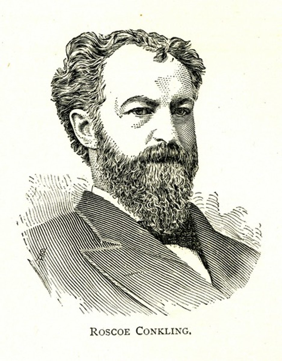 <p>In the 1870s, political manipulators such as Senator Roscoe Conkling and James Blaine, used patronage - giving jobs and government favors to their supporters. (p. 300)</p>