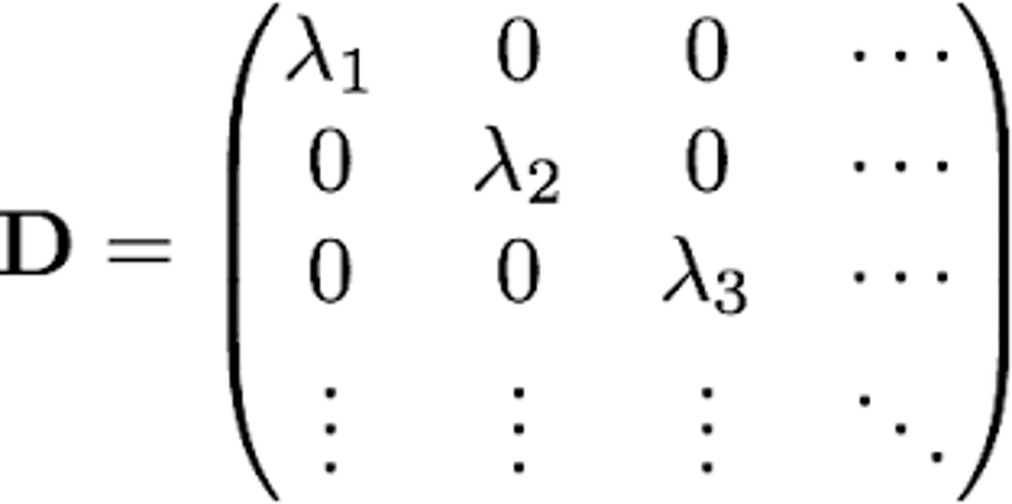 <p>Find an invertible matrix P and a diagonal matrix D similar to A.</p><p>P = [v1 ... vn] (eigenvectors of A)</p><p>D = eigenvalues of A on the diagonal. See image.</p>