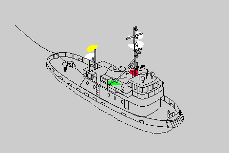 <p>2 Mast Head Lights in vertical line</p><p>Side lights </p><p>Stern light </p><p>Towing light (yellow) </p><p></p>