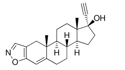 <p>Androgen receptor agonist</p><p>Also has weak progestational and glucocorticoid activities </p><p>Suppresses ovarian function and inhibits mid-cycle surge of LH/FSH</p><p>Major use: Tx endometriosis</p><ul><li><p>AE:  weight gain, acne, increased hair growth</p></li><li><p>Contraindications: pregnancy, hepatic dysfunction </p></li></ul><p></p>