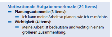 <p>WDQ: Umfasst insgesamt 21 Subskalen. Subskalen motivationale Aufgabenmerkmale </p>