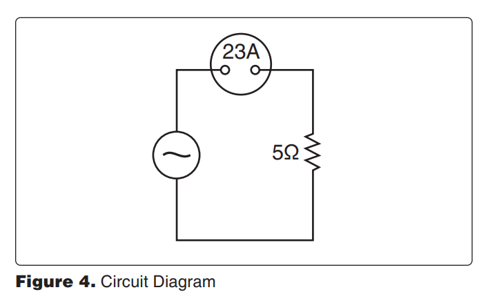 <p>8023. (Refer to Figure 4.) How much power is being furnished to the circuit? </p><p>A—575 watts. </p><p>B—2,875 watts. </p><p>C—2,645 watts.</p>