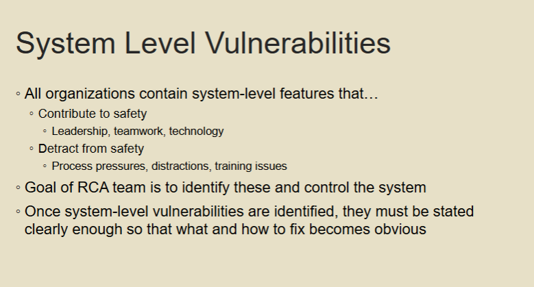 <p>weaknesses/ flaws embedded in an organization's processes, structures, or culture that increase the risk of errors or adverse events</p><p></p>