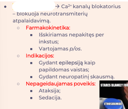 <p>Ca2+ kanalų blokatorius – blokuoja neurotransmiterių atpalaidavimą. </p>