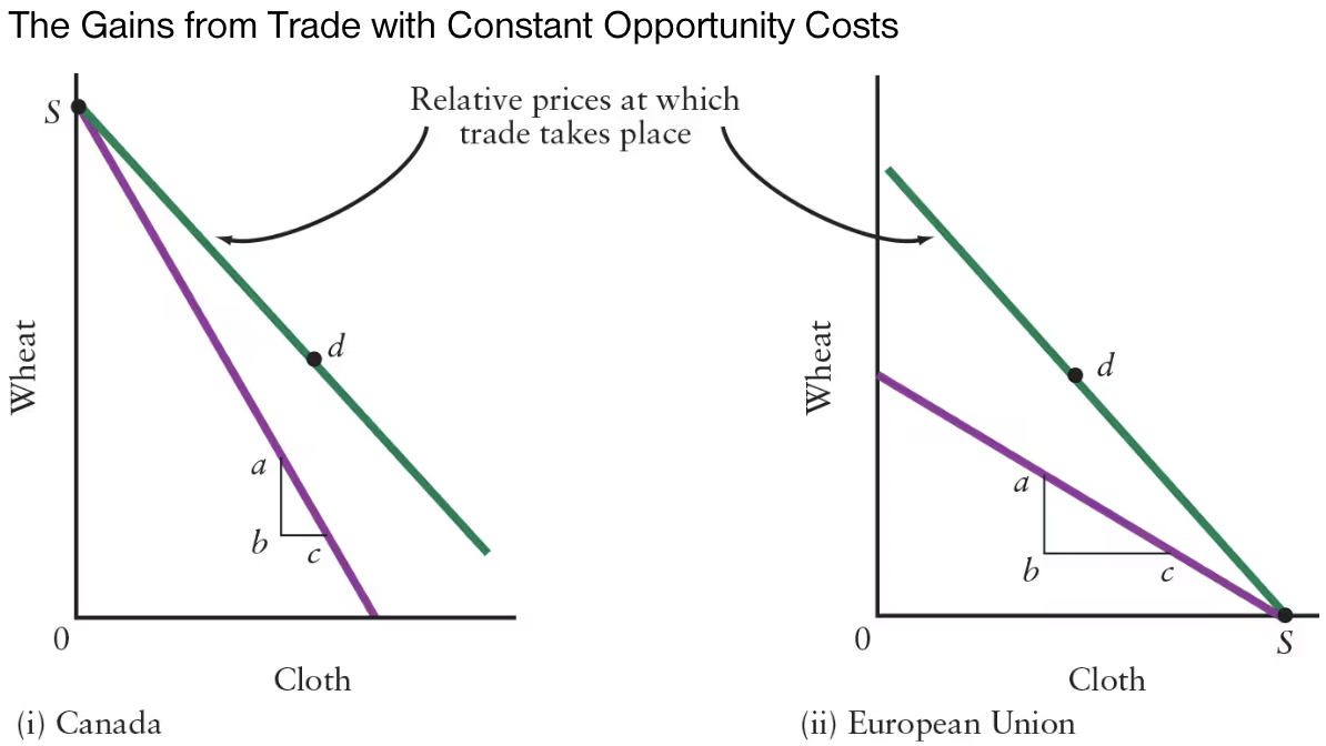 <p>The <strong>difference in the slopes of the production possibilities boundaries</strong> reflects differences in ______. </p>